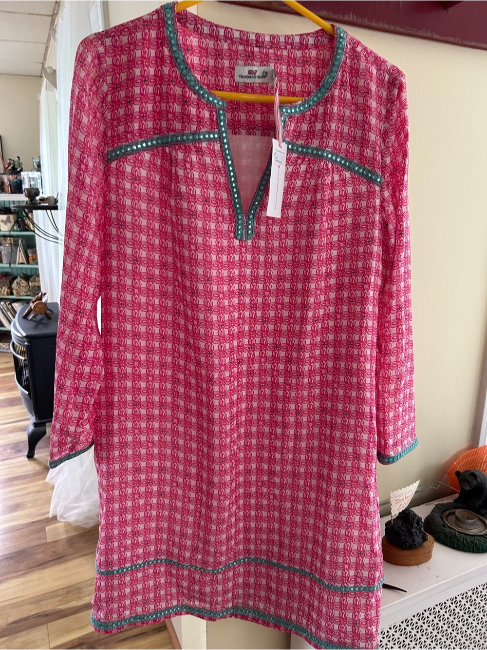 Vineyard Vines Pink Patterned Tunic with Teal Trim gorgeous!